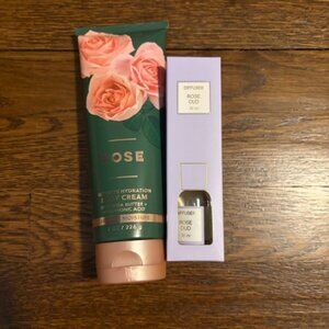 NEW- Bath and Body Works Rose Body Cream and OUD Diffuser
